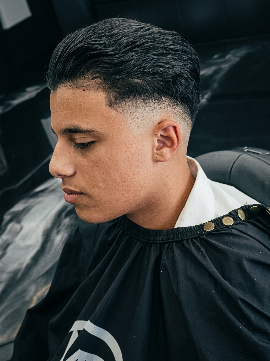 Clean low fade textured top