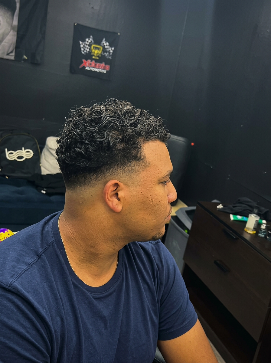 Curly taper fade