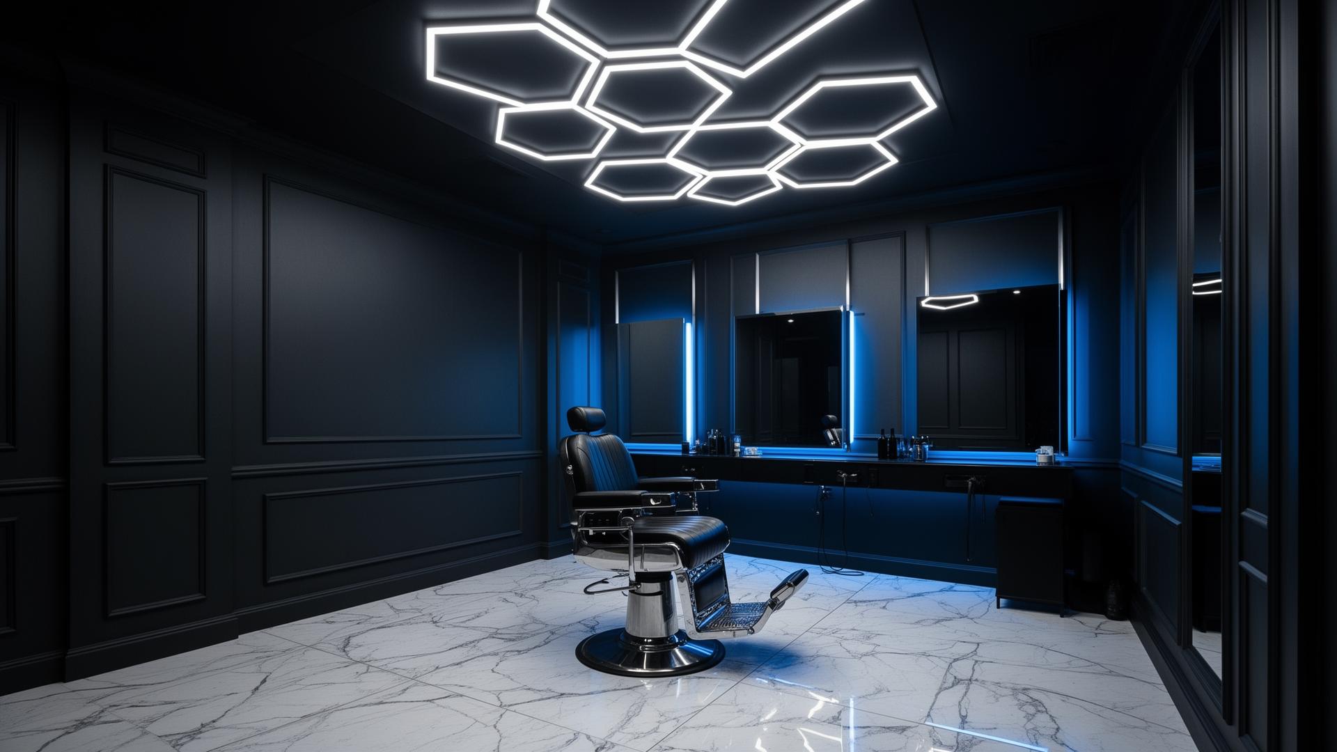 ATB barber shop interior — luxury dark setup